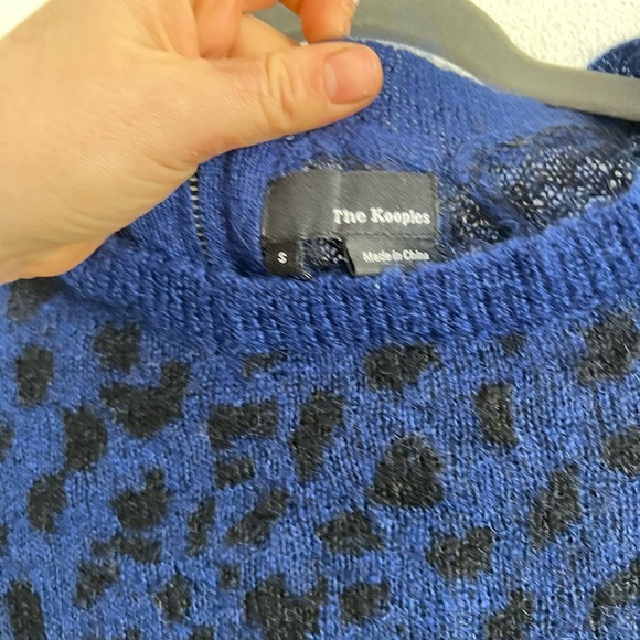 The Kooples Blue Leopard Mohair Print Sweater, size small - Picture 2 of 5